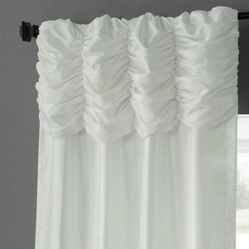 Half Price Drapes Eggshell Ruched Solid Faux Silk Taffeta Room Darkening Curtain