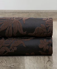 Half Price Drapes Magdelena Black & Copper Damask Faux Silk Jacquard Room Darkening Curtain