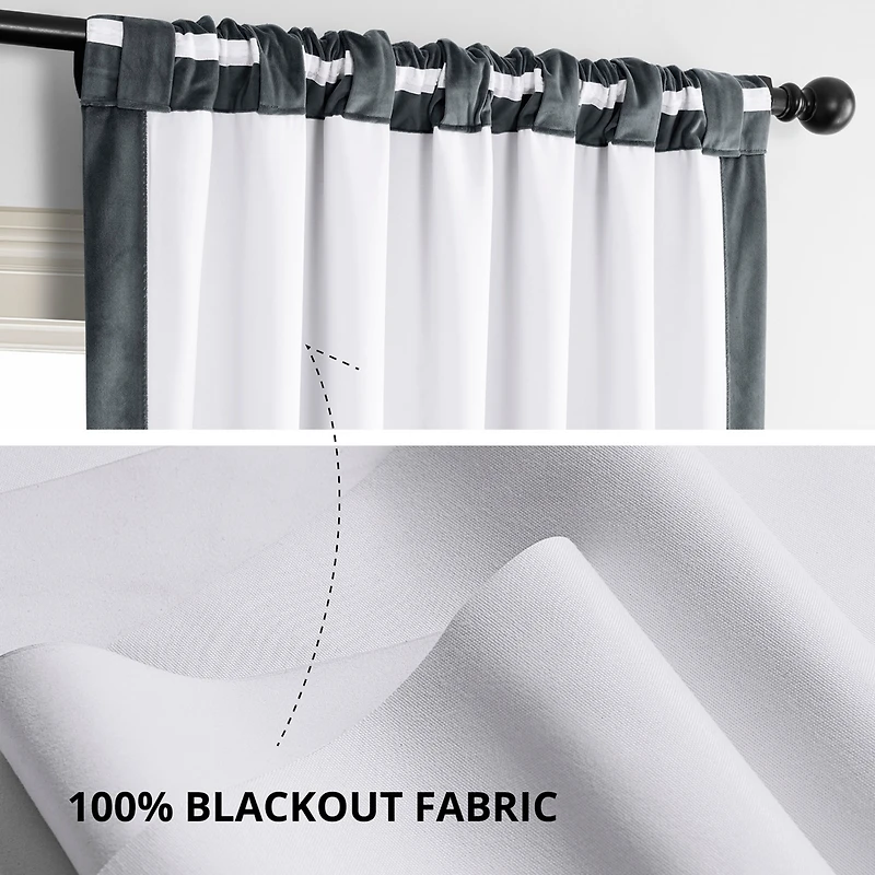 Half Price Drapes Distance Blue Grey Signature Velvet Blackout Curtain