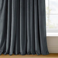 Half Price Drapes Distance Blue Grey Signature Velvet Blackout Curtain