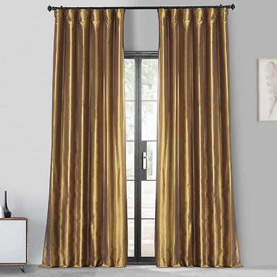 Half Price Drapes Golden Spice Faux Silk Taffeta Blackout Curtain