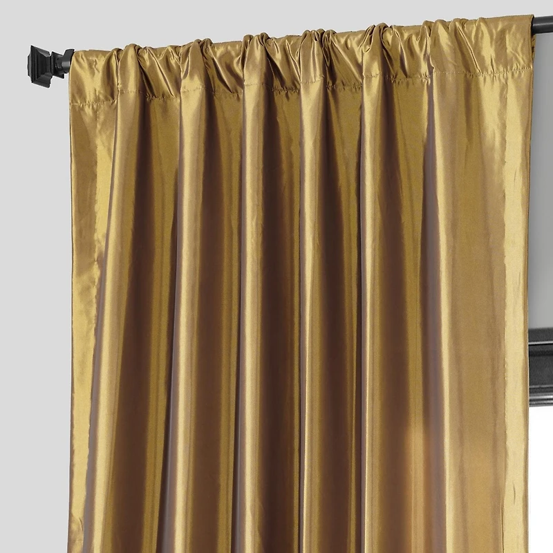 Half Price Drapes Golden Spice Faux Silk Taffeta Blackout Curtain