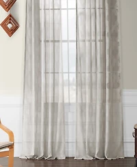 Half Price Drapes Calais Tile Geometric Patterned Faux Linen Sheer Curtain