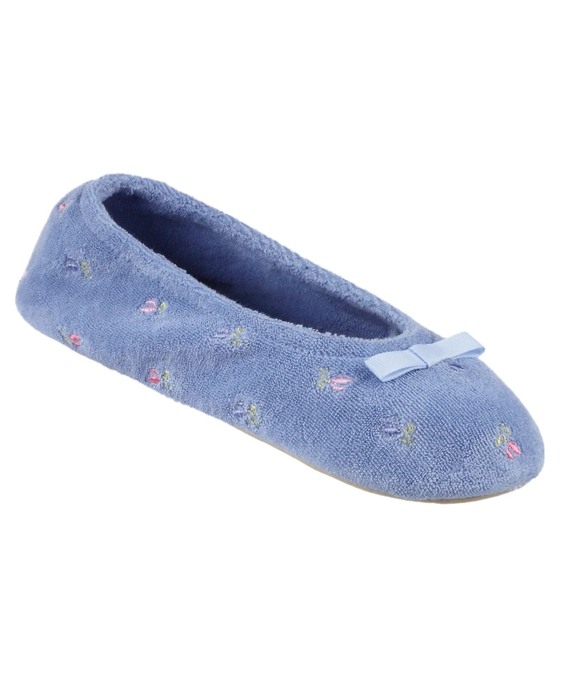 Isotoner Embroidered Terry Ballerina Slipper, Online Only