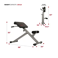 Sunny Health & Fitness 45° Hyperextension Roman Chair Machine, Height Adjustable Home Exercise Sport Bench, Foldable, Sf-BH6629