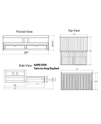 Alaterre Furniture Melody Twin to King Trundle Daybed with Storage Drawers