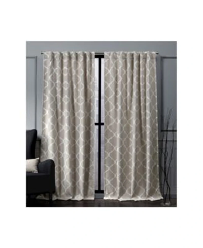 Nicole Miller Treillage Woven Blackout Hidden Tab Top Curtain Panel Pair