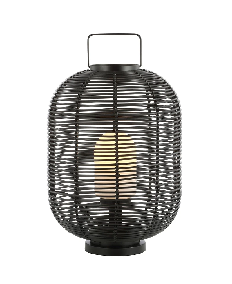 Jonathan Y Kandella 26.7" Outdoor Woven Oval Asian Led Lantern