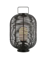 Jonathan Y Kandella 26.7" Outdoor Woven Oval Asian Led Lantern