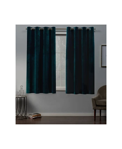 Exclusive Home Velvet Heavyweight Grommet Top Curtain Panel Pair, 54" x 63"