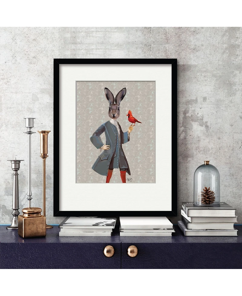 Courtside Market Rabbit and Bird 16" x 20" Framed and Matted Art
