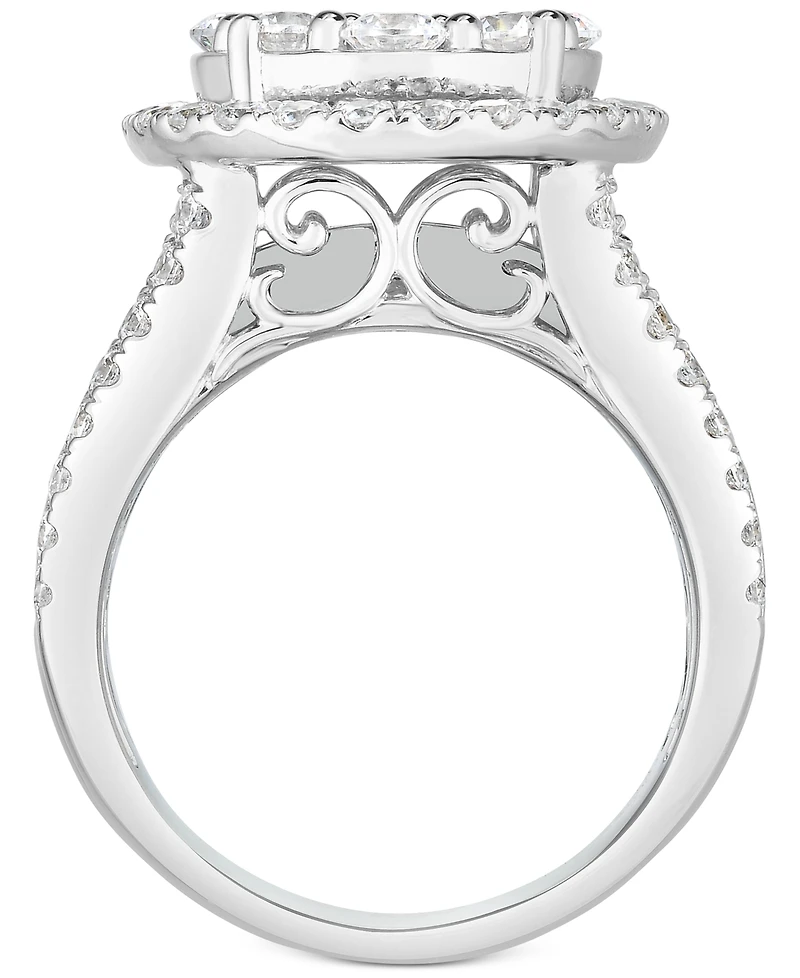 TruMiracle Diamond Halo Cluster Engagement Ring (3 ct. t.w.) in 10k White Gold