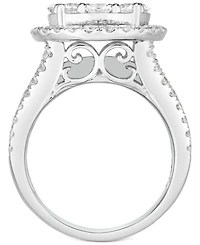 TruMiracle Diamond Halo Cluster Engagement Ring (3 ct. t.w.) in 10k White Gold