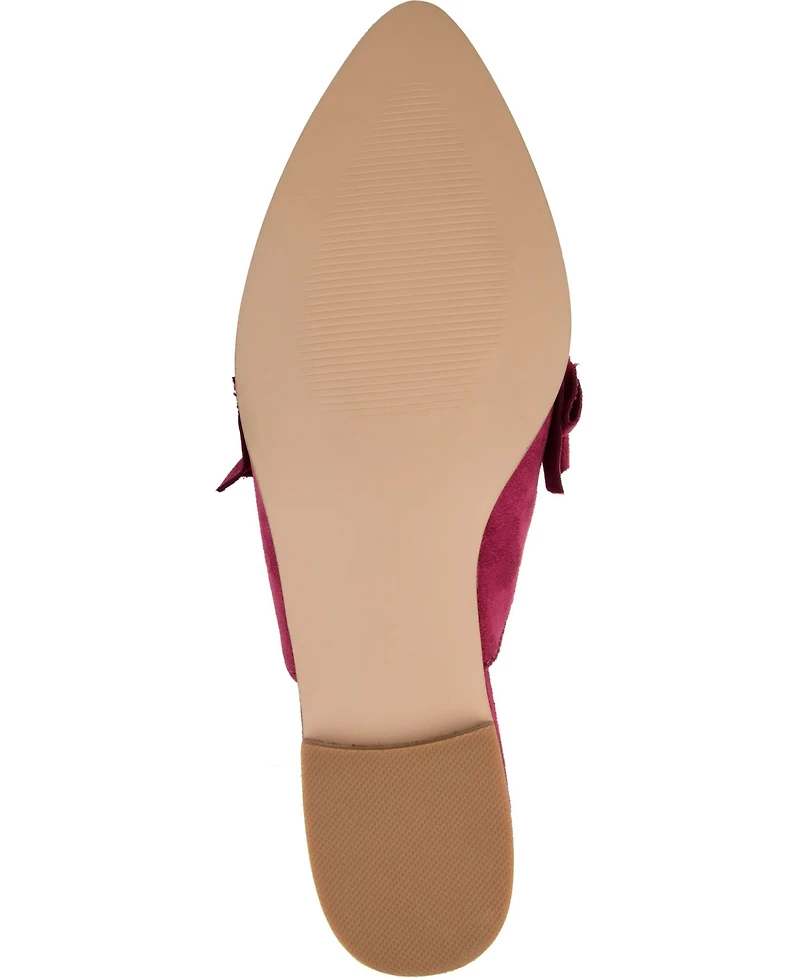 Journee Collection Women's Kessie Ruffle Pointed Toe Slip On Mules