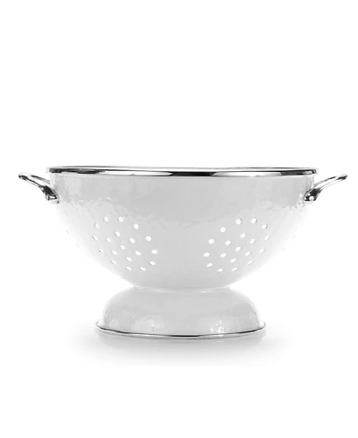 Golden Rabbit Solid White Enamelware Collection Quart Colander