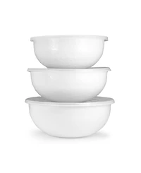 Golden Rabbit Solid White Enamelware Collection Mixing Bowls, Set of 3