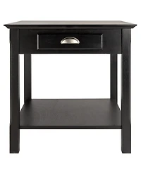 Timber End Table with One Drawer and Shelf