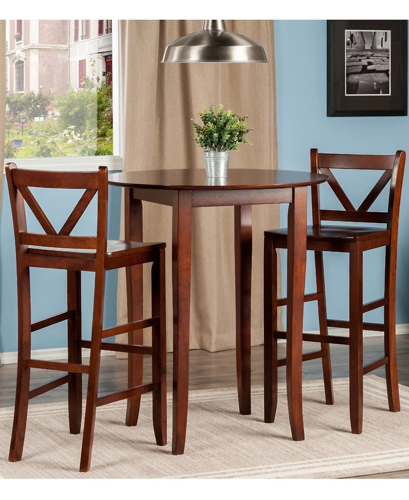Fiona 3-Piece High Round Table with 2 Bar V-Back Stool