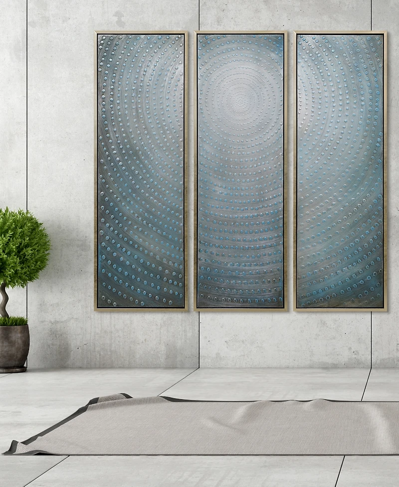 Empire Art Direct Concentric 3-Piece Textured Metallic Hand Painted Wall Art Set by Martin Edwards, 60" x 20" x 1.5"