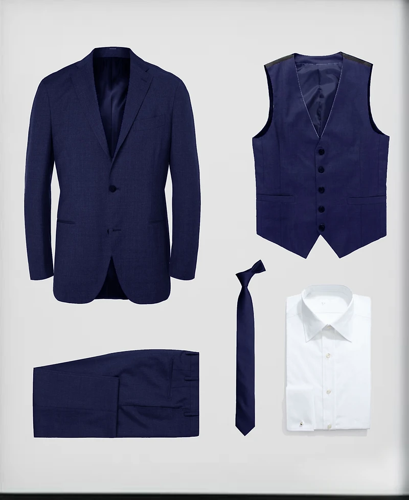 Perry Ellis Toddler Boy's 5-Piece Shirt, Tie, Jacket, Vest and Pants Solid Suit Set