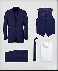 Perry Ellis Toddler Boy's 5-Piece Shirt, Tie, Jacket, Vest and Pants Solid Suit Set