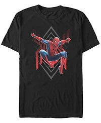 Marvel Men's Spider-Man Far From Home Geometric Jumping Portrait Short Sleeve T-Shirt
