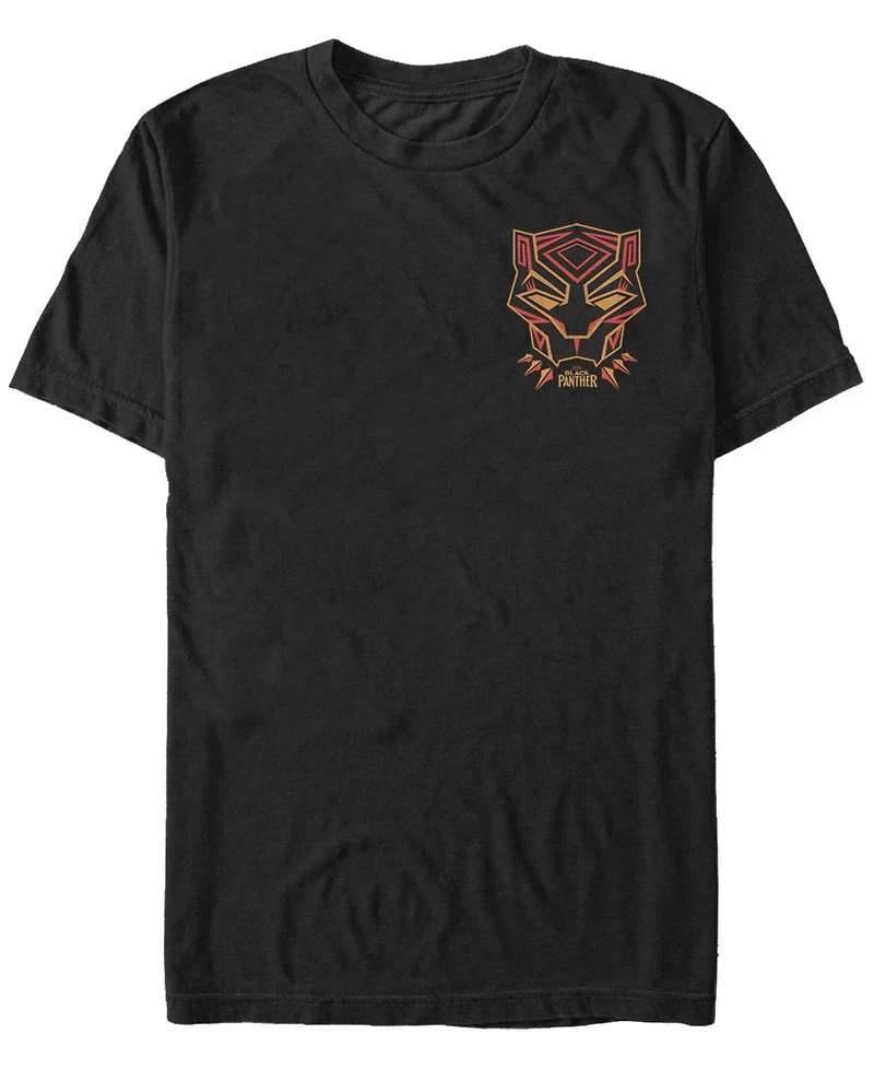 Marvel Men's Black Panther Left Pocket Geometric Short Sleeve T-Shirt