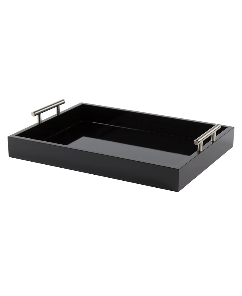 Kate and Laurel Lipton Decorative Wood Tray with Metal Handles - 16.5" x 12.25"
