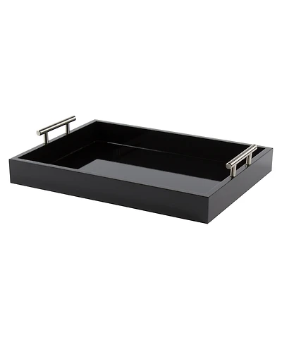 Kate and Laurel Lipton Decorative Wood Tray with Metal Handles - 16.5" x 12.25"