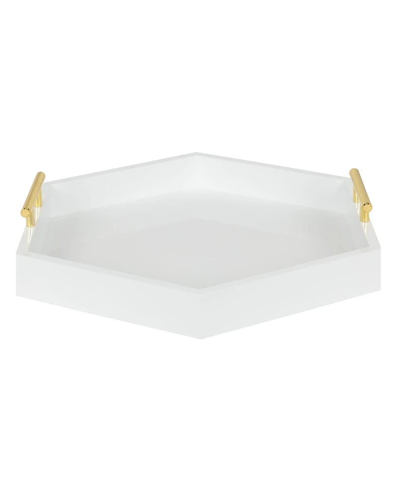 Kate and Laurel Lipton Hexagon Decorative Tray with Metal Handles - 18" x 18"