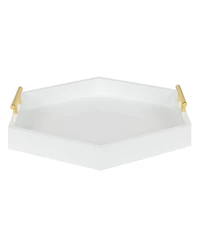Kate and Laurel Lipton Hexagon Decorative Tray with Metal Handles - 18" x 18"