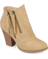 Journee Collection Women's Vally Double Zipper Stacked Heel Ankle Booties