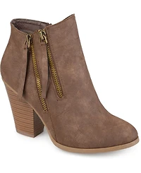 Journee Collection Women's Vally Double Zipper Stacked Heel Ankle Booties