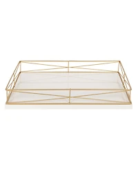 Kate and Laurel Mendel Rectangle Tray with Decorative Metal Rim - 12" x 16.5"