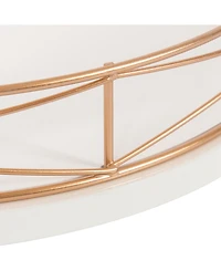 Kate and Laurel Mendel Round Tray With Decorative Metal Rim - 14" x 14"