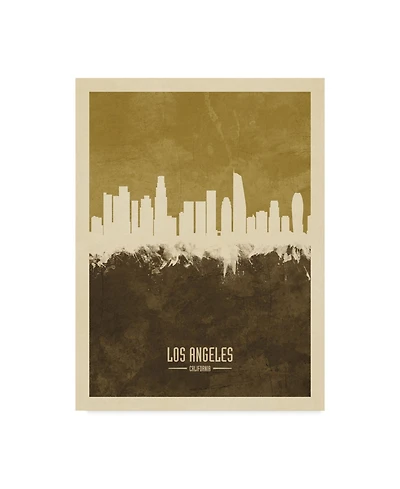 Michael Tompsett Los Angeles California Skyline Brown Canvas Art - 15" x 20"