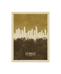 Michael Tompsett Los Angeles California Skyline Brown Canvas Art - 15" x 20"