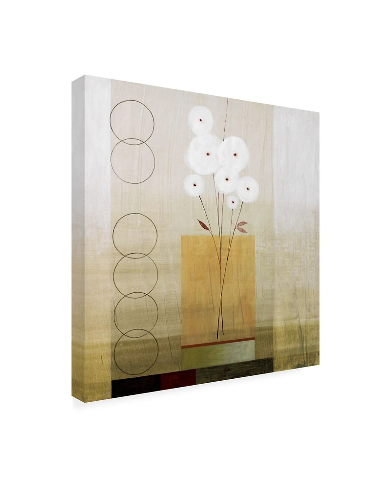 Pablo Esteban White Flowers with Circles Canvas Art - 36.5" x 48"