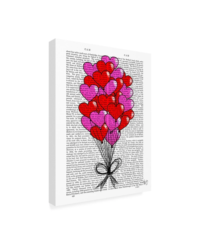 Fab Funky Valentine Heart Balloon Illustration Canvas Art - 15.5" x 21"