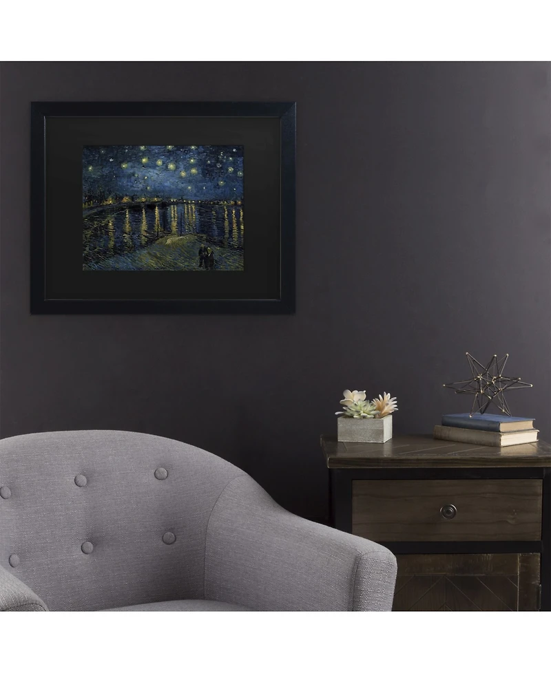 Vincent Van Gogh The Starry Night Ii Matted Framed Art - 15" x 20"