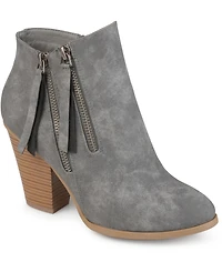 Journee Collection Women's Vally Double Zipper Stacked Heel Ankle Booties