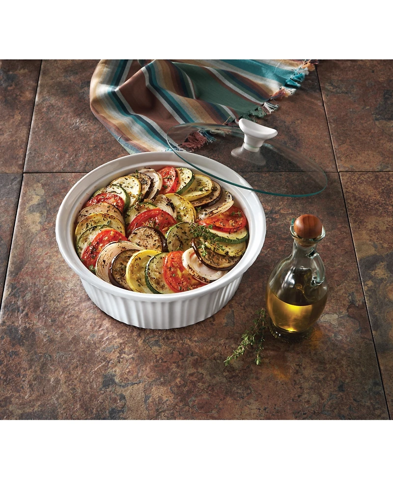 Corningware French White 2.5-Qt. Round Casserole with Glass Lid