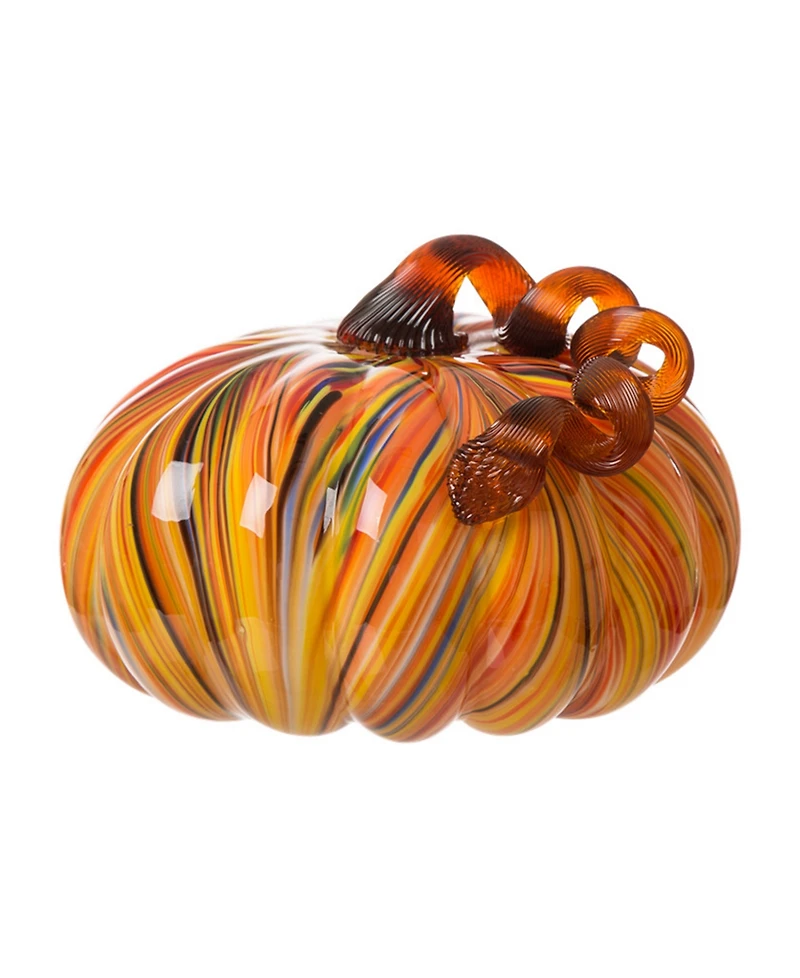 Glitzhome Striped Glass Large Pumpkin
