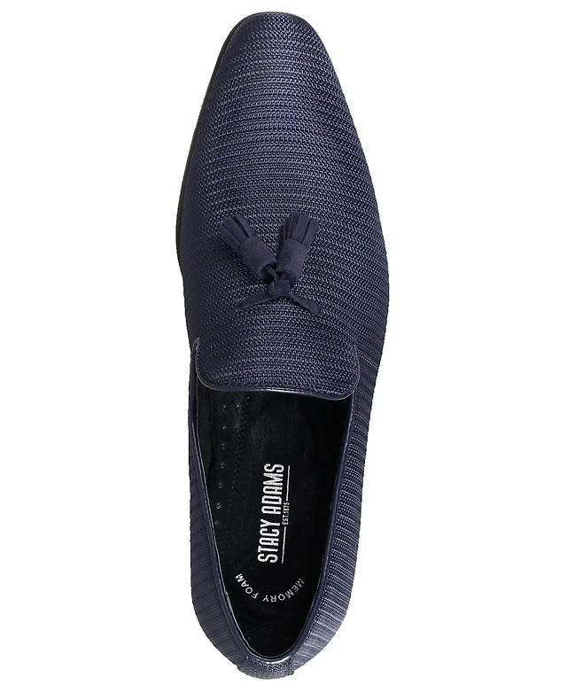 Stacy Adams Men\'s Tazewell Plain Toe Tassel Slip-on  Navy Blue Loafers Size-12W Stacy Adams Mens Tazewell Tassel Slip-On Loafer Navy 9  main image 3