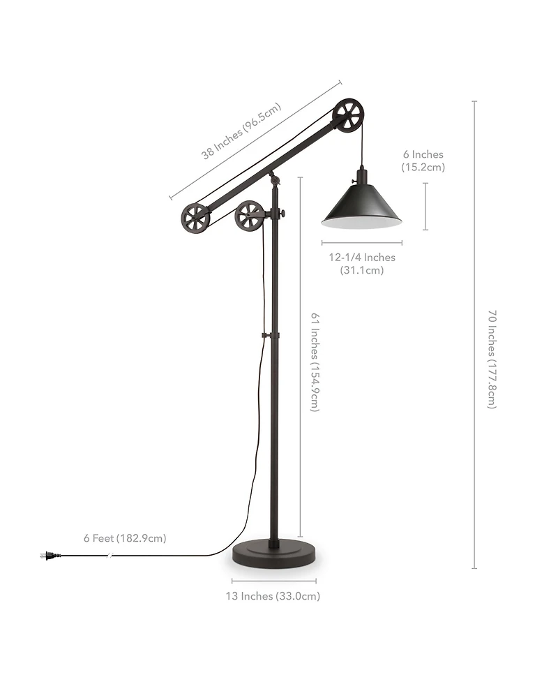 Hudson & Canal Descartes Floor Lamp In Blackened Bronze With Pulley System