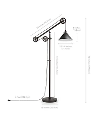 Hudson & Canal Descartes Floor Lamp In Blackened Bronze With Pulley System