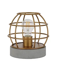 Hudson & Canal Kennet Table Lamp With Antique Brass Cage And Concrete Pedestal