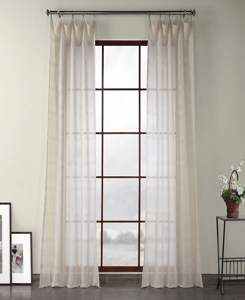 Half Price Drapes Polaris Geometric Patterned Faux Linen Sheer Curtain