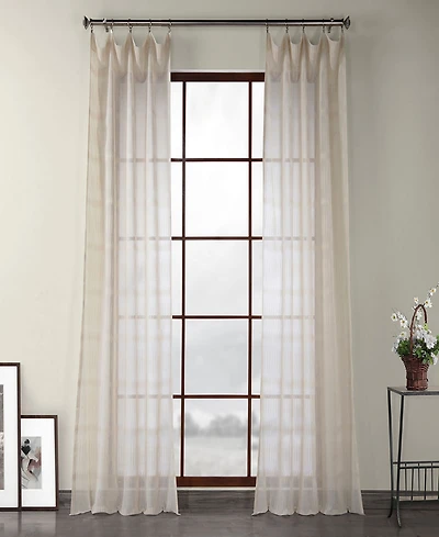 Half Price Drapes Polaris Geometric Patterned Faux Linen Sheer Curtain