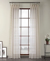 Half Price Drapes Polaris Geometric Patterned Faux Linen Sheer Curtain